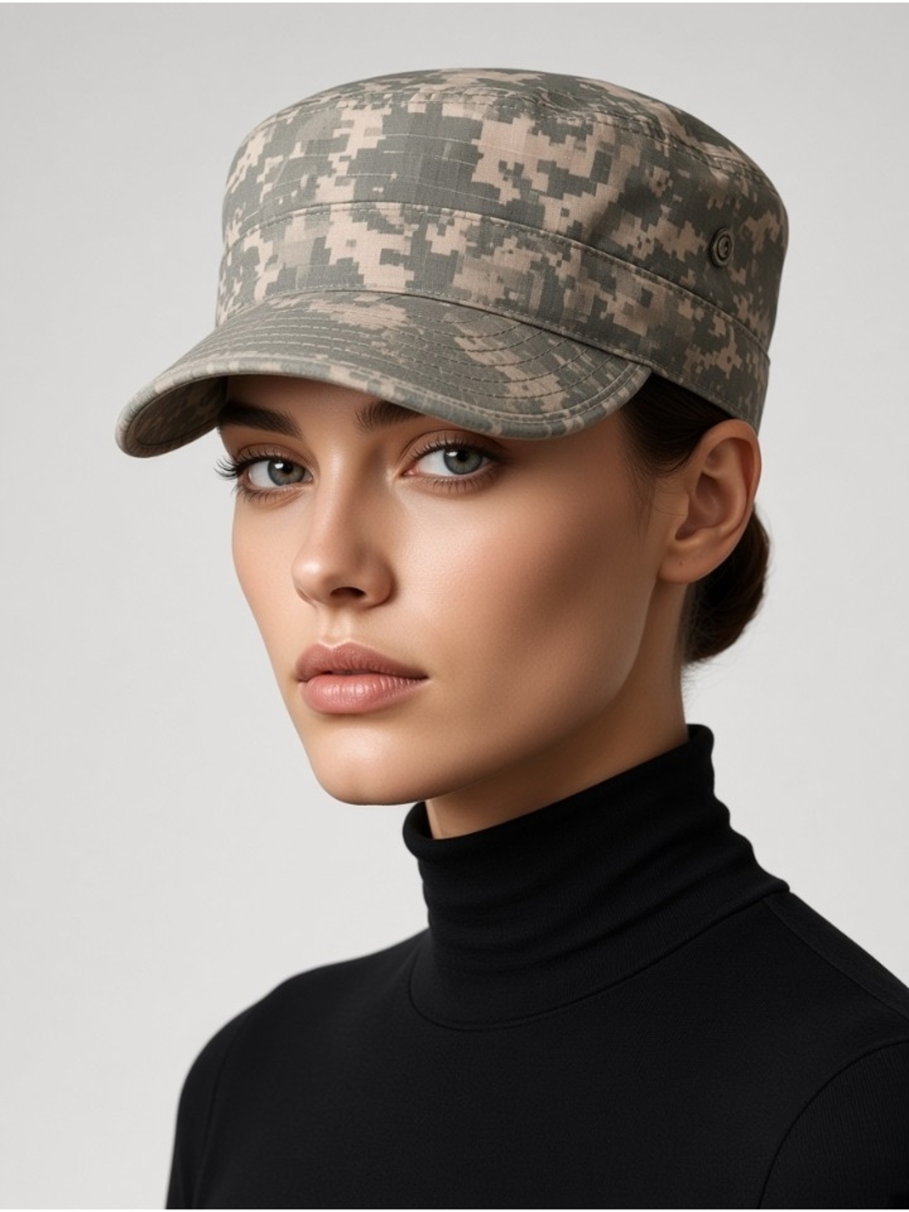 Women’s U.S  ArmyDigital  Camouflage Military Cap Cap - Beige/Green. Size Small